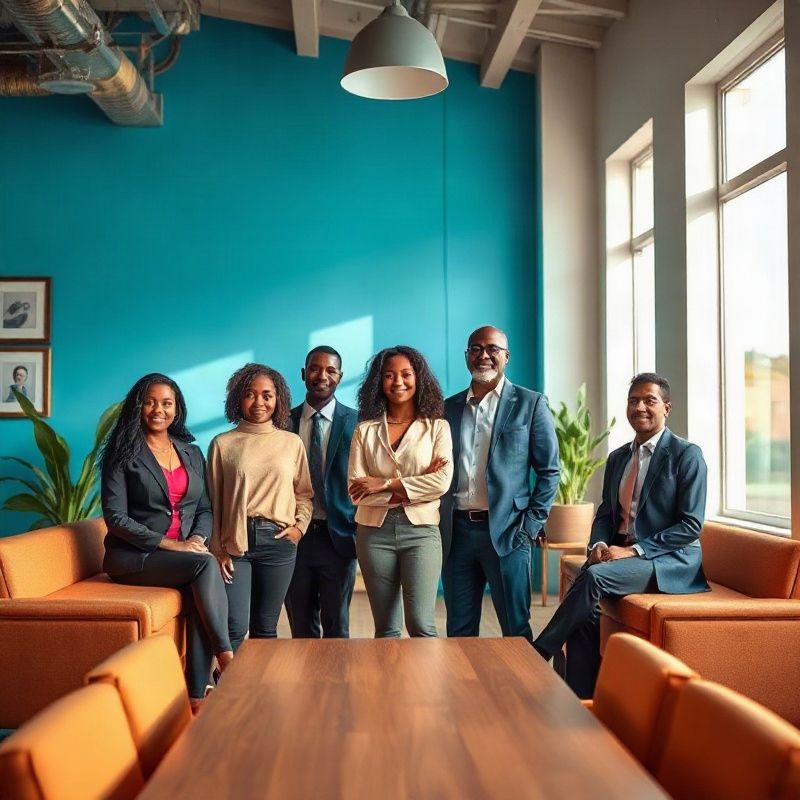 Small professional Swiftvvivid team in a bright Kenyan office