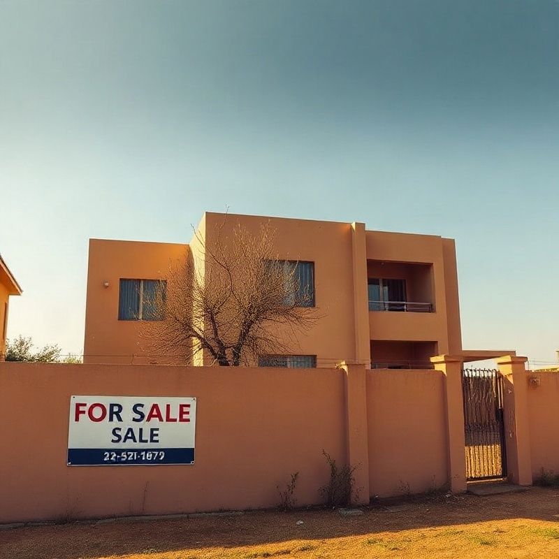 Kenyan residential plot with perimeter wall in Garissa under azure sky